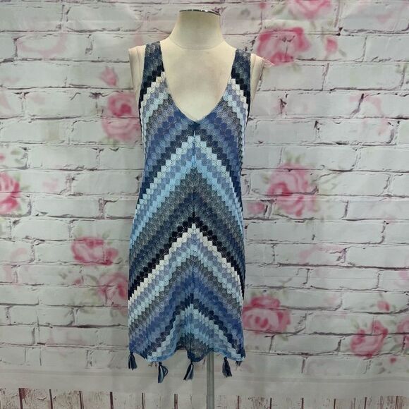 BECCA Blue and Gray Chevron Swim Coverup - Picture 3 of 11